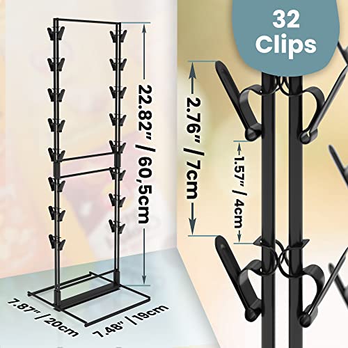 Ds The Display Store Potato Chip Rack Display With 32 Clips, 2-Row Chip Stand Display For Party, Countertop Chip Bag Holder, 23.8"X7.48" Black Greeting Card Display Rack, Snack Rack Display Stand #TOP2