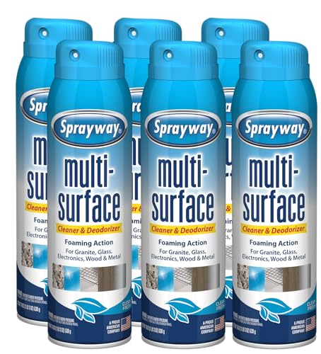 Image of Sprayway Multi-Surface Cleaner & Deodorizer | Foaming Action for Granite, Glass, Wood, and Metal, 19 Oz, Pack of 6
