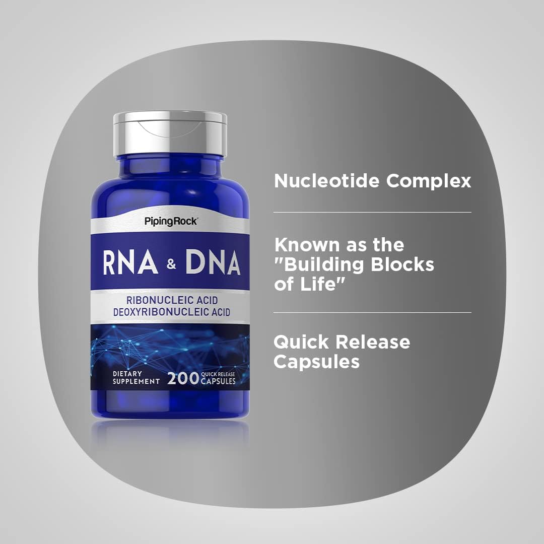 Piping Rock RNA DNA Supplement | 200 Capsules | Ribonucleic Acid & Deoxyribonucleic Acid Complex | Non-GMO, Gluten Free