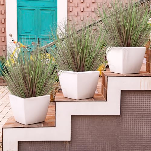 Betylifoy Artificial Grass Plants Outdoor 20PCS UV Resistant Faux Wheat Grass Fake Shrubs Purple Green Onion Grass Artificial Greenery Stems for Indoor Outdoor Office Home Decor image 5