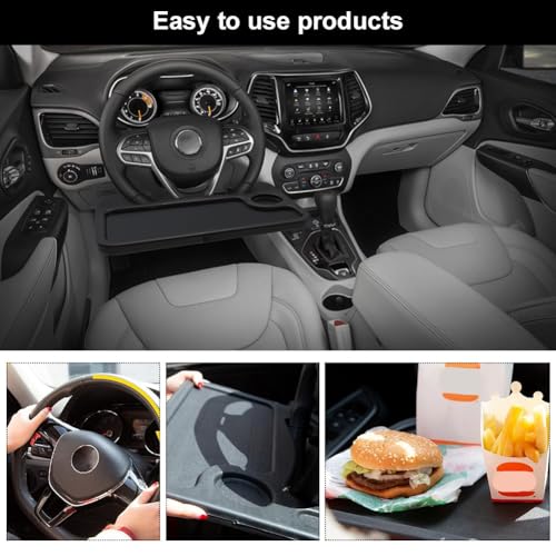 Rakiuty Mesa para Volante de Automóvil, Mesa de Bandeja para Volante de Coche, Bandeja Multifuncional Portátil, para Comer, Multifuncionales para Automóvil, Usar el Ordenador o Portátil, Negro - imagen 4