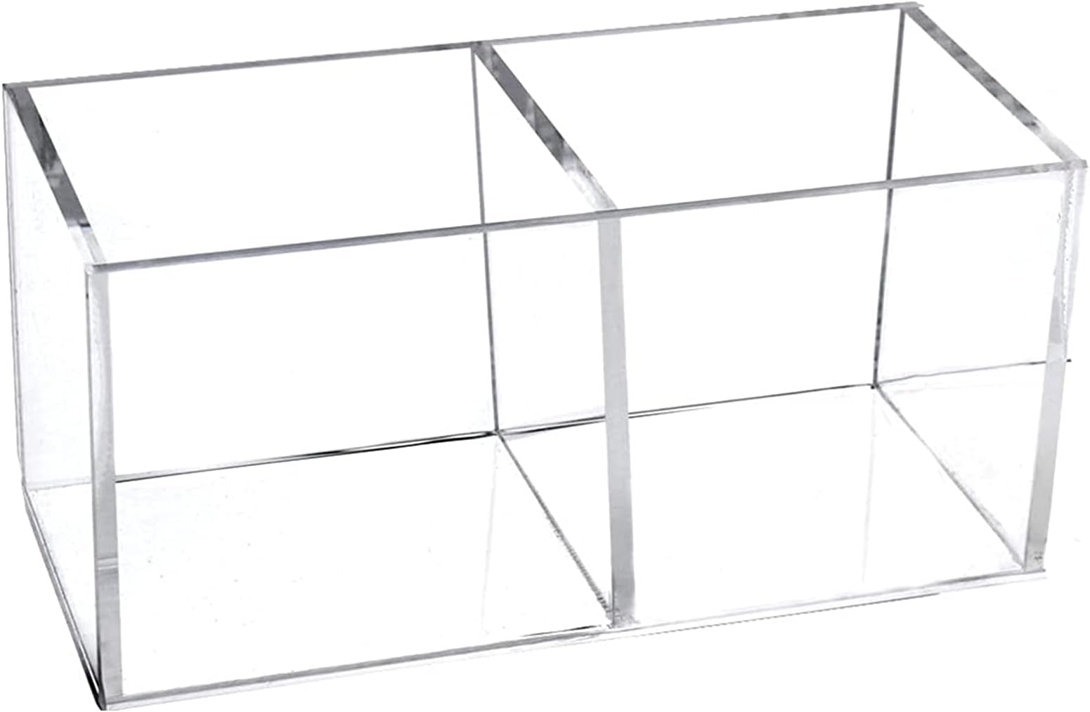 dedoot Acrylic Drawer Organizer, Clear 2 Compartment 2 Section Makeup Organizer Transparent Plastic Makeup Brush Holder Makeup Jewelry Accessories Storage Acrylic Square Cube Box,5x2.5x2.3 Inch