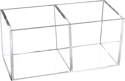 Dedoot - Organizador de cajones de acrílico, transparente, 2 compartimentos, 2 secciones, organizador de maquillaje de plástico transparente,