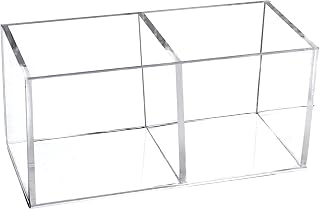 Acrylic Drawer Organizer, Dedoot Clear 2 Compartment 2 Section Makeup Organizer Transparent Plastic Makeup Brush Holder Durable Makeup Jewelry Accessories Storage Organizer, Clear Acrylic Plastic Square Cube Box,5x2.5x2.3 Inch