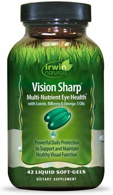 Miniatura 2 de Irwin Naturals Vision Sharp - Suplemento para la salud ocular con múltiples nutrientes paquete de 42 cápsulas blandas líquidas con un estuche para