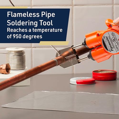 PipeMaster Professional Copper Pipe Soldering Tool - Flame-Free Copper Soldering Torch for Tight Spaces - 115V 950-Degree Soldering Iron with 1/2-Inch Standard Heads by Kings County Tools by Kings County Tools - Image 2
