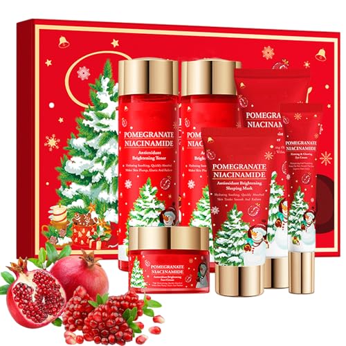 Skincare Navideña Set,Set de Cuidado Diario de la Piel,Hidratación y Antienvejecimiento,6 Piezas Cofre Regalo Mujer,Cuidado Facial Mujer,Set de Regalo de Mujer Ideal para Navidad (Granada)