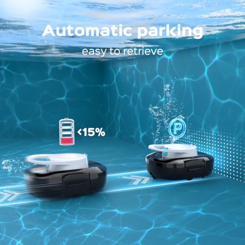 Automatic Robotic Pool Cleaner for Above Ground Pools, S1 Pro Cordless Pool Vacuum with Dual Motors, 120-Min Runtime, Large Debris Basket, Fast Charging and Auto Parking, Classic Black & White by Letexpool - Used condition - Image 6