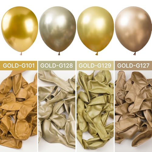 Image of PartyWoo Metallic Gold Balloons 100pcs 5 Inch Small Mini Chrome Gold Latex Balloons for Graduation Baby Shower Gender Reveal Wedding Bachelorette New Year Birthday Party Decorations Gold-G101