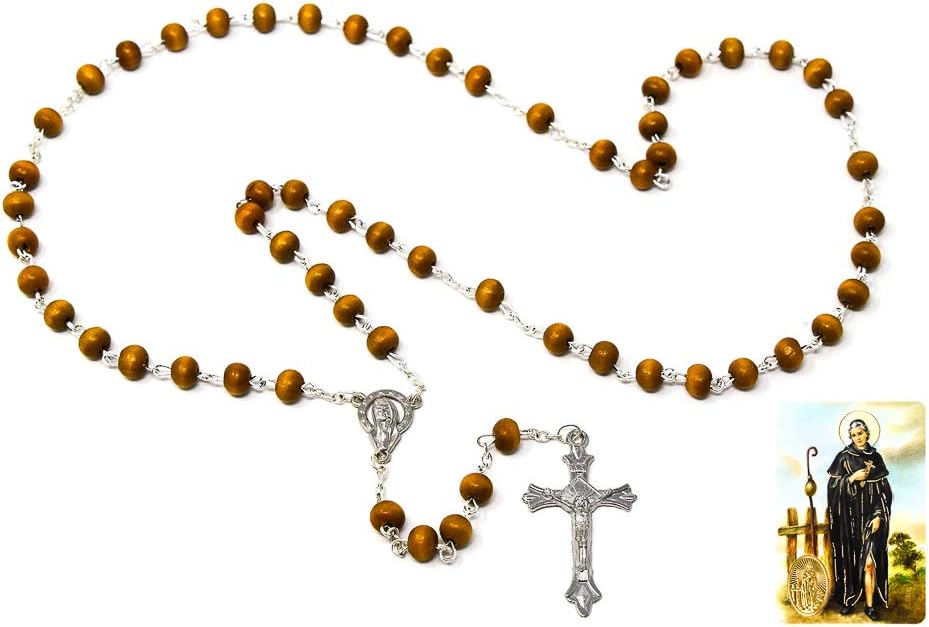 DIRECT FROM LOURDES Saint Peregrine Rosary Beads with St Peregrine Prayer Card - Patron Saint of Cancer