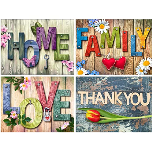 Lot de 4 images de peinture diamant pour adultes et enfants, broderie diamant 5D Full Crystal avec outils Décoration murale 30 x 40 cm Cover