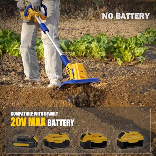 Cordless Tiller Cultivator Compatible with Dewalt 20V Battery, 360RPM Battery Powered Garden Cultivator, 9In Tilling Wid - Additional View