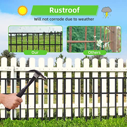 Elecoman 10 Pack 24X15In No Dig Fence,Animal Barrier Fence With 1.5In Spike Spacing,Underground Decorative Garden Fencing For Dogs,Metal Steel Fence Ground Stakes Defence For Outdoor Yard Patio #TOP4