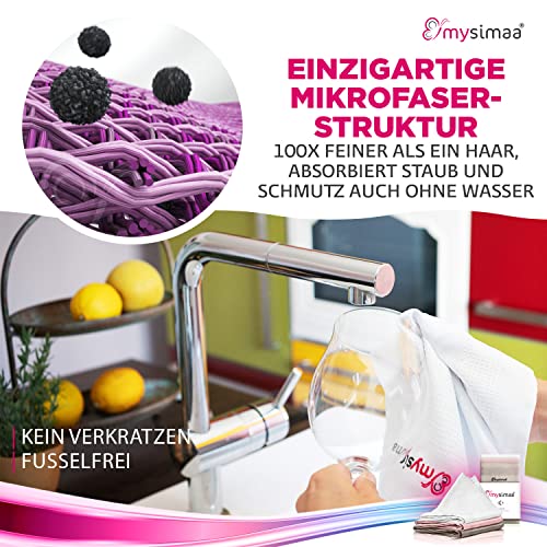 mysimaa Mikrofasertücher 40x40 – Fenstertuch Streifenfrei, Autopflege, Putzlappen Küche - Reinigungstücher und Putztücher ohne Putzmittel, Microfasertücher Auto, Staubtücher Putztücher