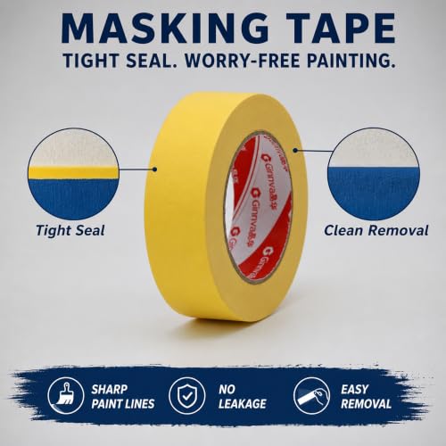 G GINNVA Yellow Painter's Tape 1 Inch x 55 Yards (6-Pack) - Professional Masking Tape for Automotive Supplies, Crafts, and DIY Projects - Removes Cleanly Without Residue — view 5