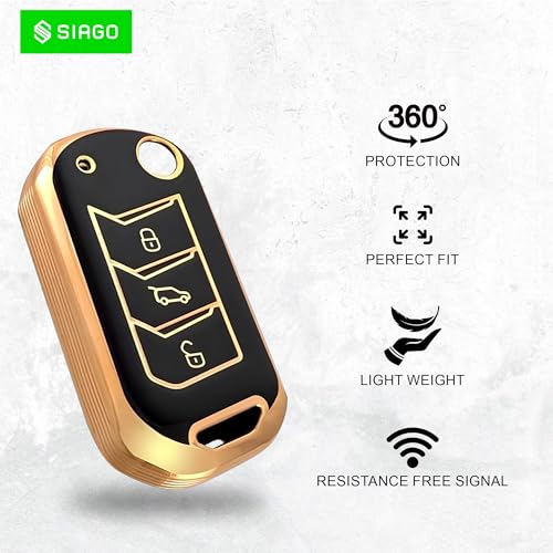 Image of SIAGO TPU Key Cover Compatible with Mahindra Scorpio 2019+| Bolero 2020+ XUV 300 | Marazzo | XUV 700 | XUV 400 ev | Bolero | Thar 2020+ 3 Button Flip Key (Black Pack of 1)