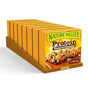 Nature Valley Protein Peanut & Chocolate Gluten Free Cereal Bars 4 X 40g (Pack of 8, Total 32 Bars)