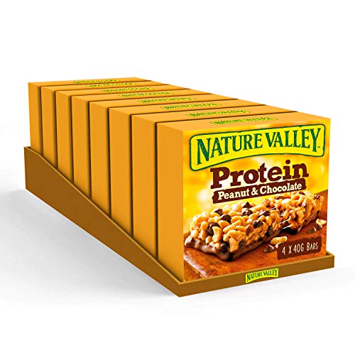 Nature Valley Protein Peanut & Chocolate Gluten Free Cereal Bars 4 X 40g (Pack of 8, Total 32 Bars)
