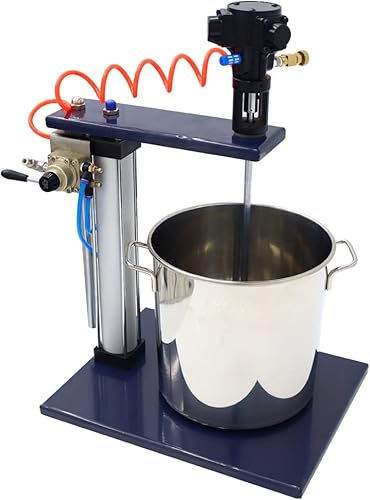 INTSUPERMAI Batidora neumática para tanque de pintura con soporte, riel guía de 5 galones, mezclador neumático de pintura tipo riel