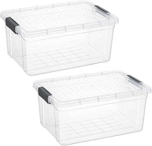 Miniatura 43 de Superio Cajas de almacenamiento transparentes con tapas, contenedores de plástico de 8.75 cuartos de galón para organizar, cajas apilables, sin BPA,