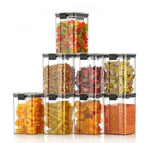 Image of TEKCOOL Glass Air Tight Containers For Kitchen Storage Set, Bpa Container For Kitchen Storage Set, Kitchen Organizer And Kitchen Accessories Items & Storage(1100 Ml Set Of 6), Black