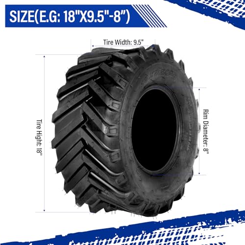 MOTORHOT 2Pcs 18x9.50-8 Lawn Mower Turf Tires 18x9.50x8 Tubeless 2PR Tractor Turf Garden Golf Cart Tires