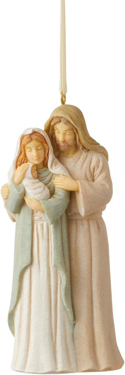 Enesco Foundations Holy Family Embrace Masterpiece Hanging Ornament, 4.13 Inch, Multicolor
