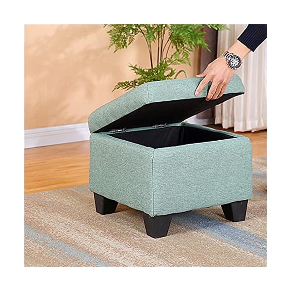 SHTFFW Footstool Storage Box Rest Seat, Footstool Storage Low Stool, Upholstered Chair and Shoe Stool, with Removable Cover (color: A) - Image 5
