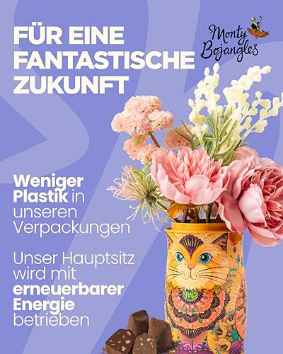 Monty Bojangles Kit-Tins Schokoladentrüffel (4 x 36g) Truffle Pralinen mit Kakao bestäubt Pralinen, Schokolade Sammlerdose mit Katzen-Design, Geschenkset mit vier Geschmacksrichtungen