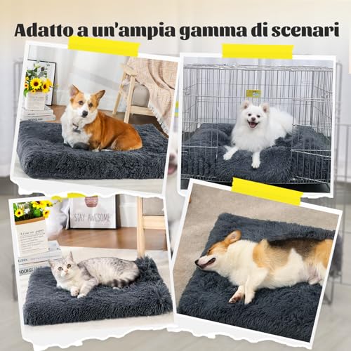 MDDK DY Hundebett, katzenbett, klein Hundekissen Waschbare, Flauschige Hundematte, Langer Plüsch, weiche Polsterung, multifunktional Hundekistenmatratze, Dunkelgrau,50x40x5cm