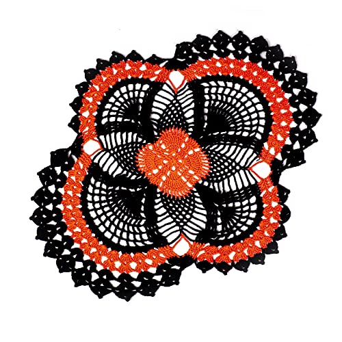 Qxzvzem Einteiliger 50.8x43.2 cm Ananas-Halloween-Deckchen, gehäkelt, für Kommoden und Beistelltische, Handwerk, Einweg-Deckchen, Stoff, Spitzen-Tischsets, Untersetzer, Baumwolle, Vintage-Tischdecke Cover