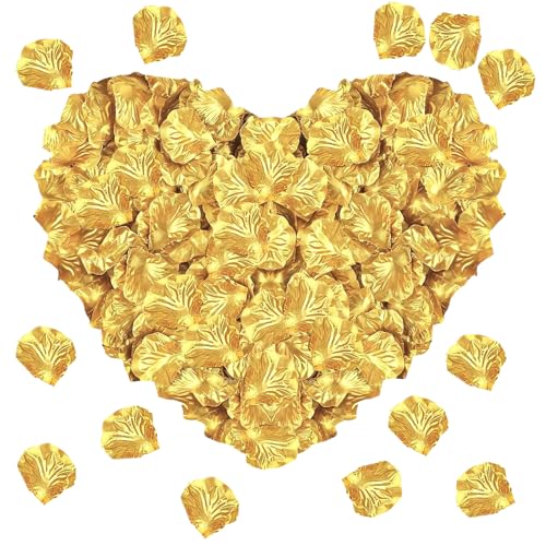 loghohu 1000PCS Gold Rose Petals Fake Silk Rose Petals Artificial Flower Petals for Romantic Night...