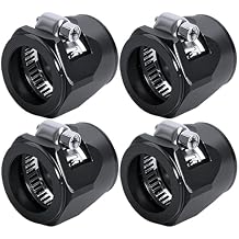 AN12 Rubber Hose Clamp with Screw Band Aluminum Pipe Clamp Hose Connectors for Fuel Line, Diesel Gas Air Water Oil Hoses, Pack of 4 - Black