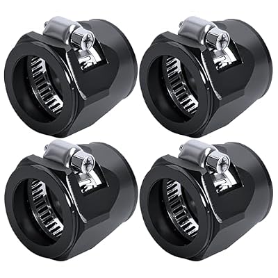 AN12 Rubber Hose Clamp with Screw Band Aluminum Pipe Clamp Hose Connectors for Fuel Line, Diesel Gas Air Water Oil Hoses, Pack of 4 - Black