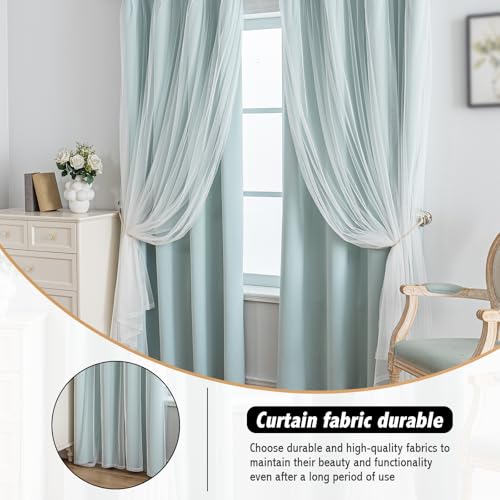 Image of Anytime Double Layer Blackout Curtains 2 Panels,52Wx90L,Light Blue