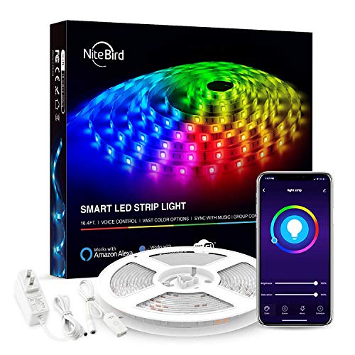 NiteBird Smart WiFi LED Strip Lights, Works with Alexa Google Home Siri,16.4ft APP