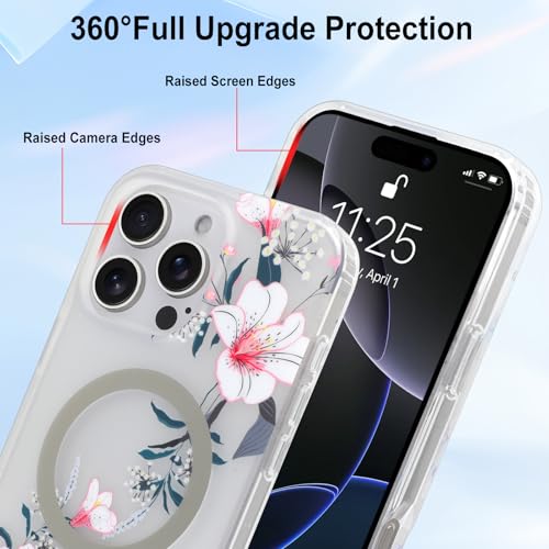 Coque iPhone 16 Pro Max fleurie blanche LSL compatible MagSafe - 4