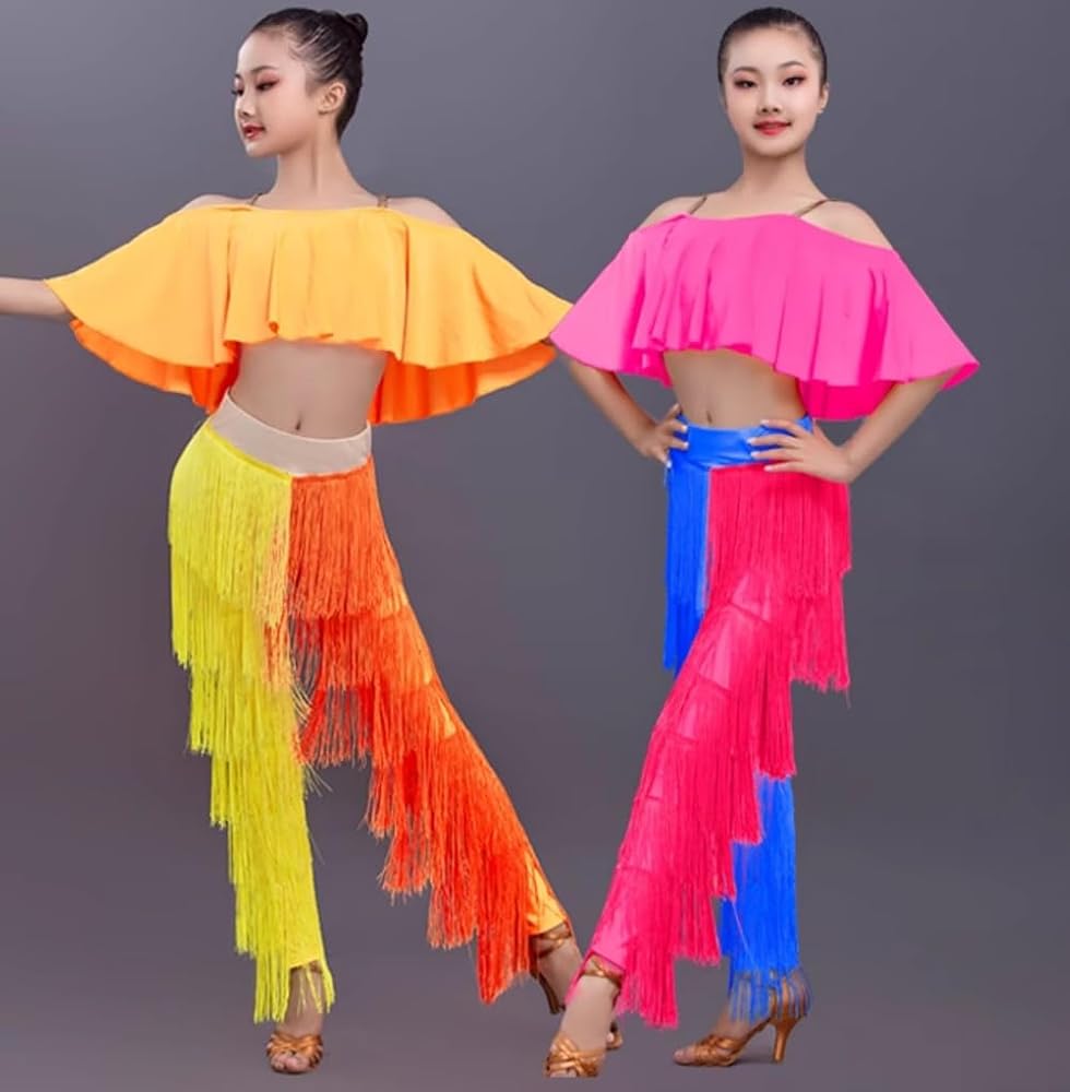 Amazon.co.jp: [LNIGHT] たっぷりのフリンジ キッズ ラテンダンス衣装