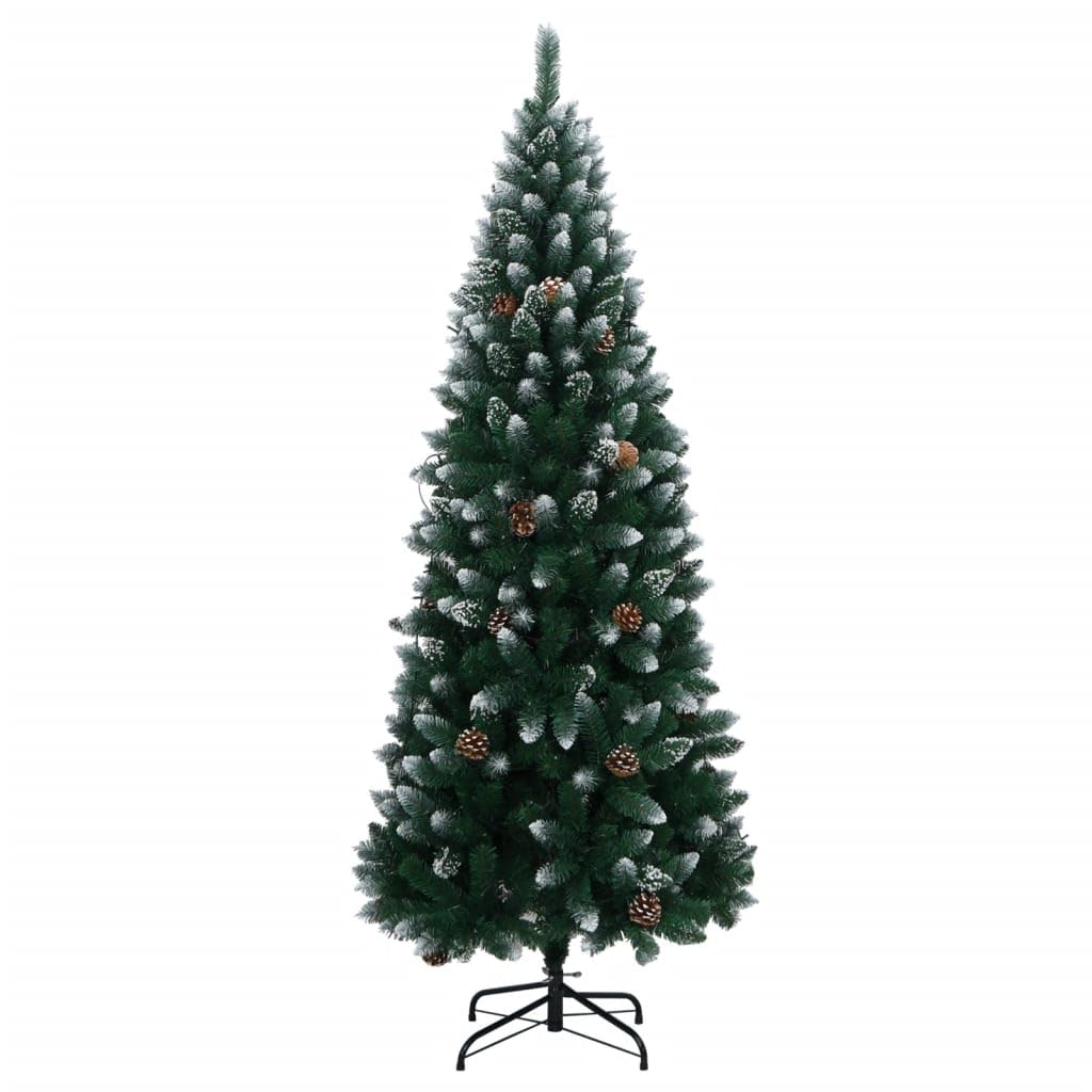 Sztuczna choinka, 180 cm, zielona/biała, z 300 diodami LED o ciepłej białej barwie, PCW, składana, do świątecznej dekoracji bożonarodzeniowej