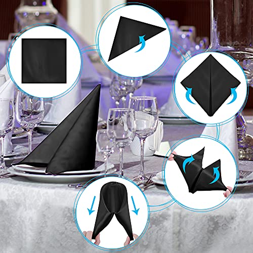 Feqo 60 Pack Black Satin Napkins Square Satin Dinner Napkins Soft Silk Napkin Table Napkins For Weddings Dinner Restaurant Party Decoration, 17 X 17 Inch #TOP2