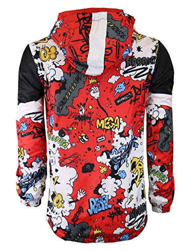 Image of Screenshotbrand Lightweight Hooded Water Resistant Windbreaker - Zip-up Fashion Map Print Rain Jacket