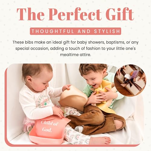 PARKER & ELOWYN Silicone bibs | Pack of 2 Silicone Bibs for Baby Boy or Girl | 100% Silicone Bibs for Babies 6-72 months 6