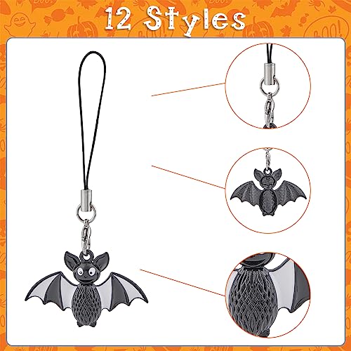 Cell Phone Charms With Alloy Pendants Mobile Lanyard Chain - Strawberry, Bat - Photo 4 sur 13