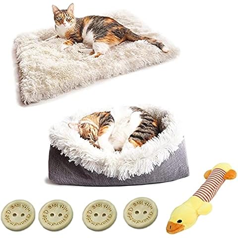 Hugomm Katzenbett Matten Hundebett Waschbar selbstwärmend 2-in-1 Haustierbetten Cover