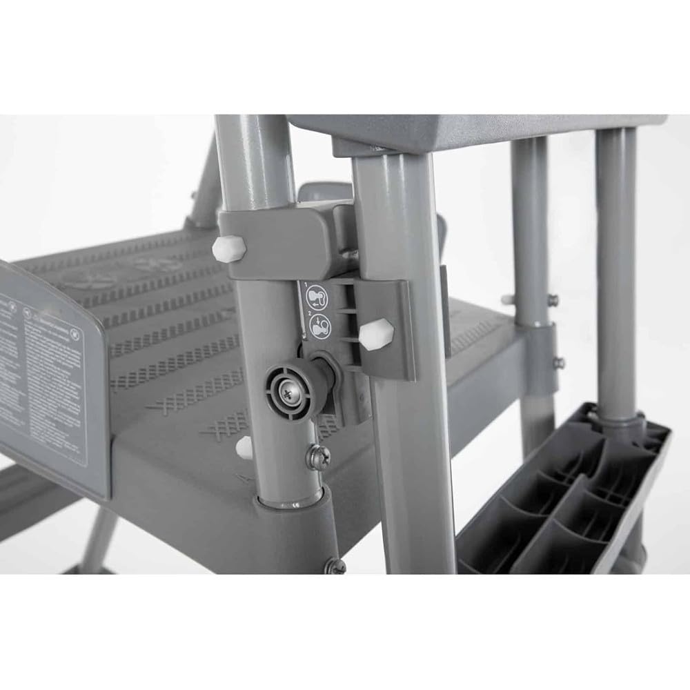 Trade Shop - Scaletta di Sicurezza per Piscine 132cm con Gradini in Plastica Telaio in Metallo 58332 -