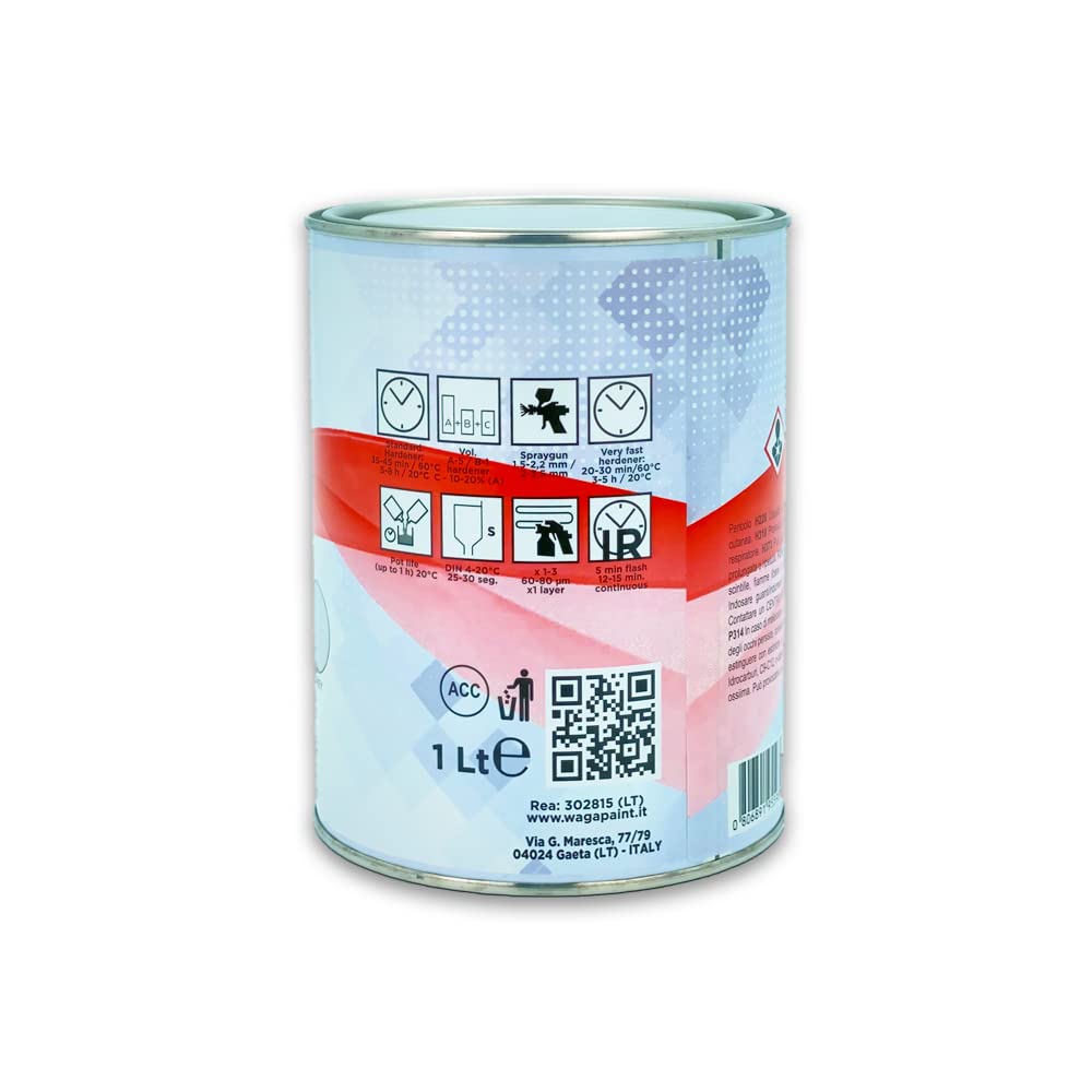 Fondo Acrilico Riempitivo Carrozzeria 1L Surfacer HS/U 2040 Catalisi 5:1 Catalizzatore 200ML Grigio