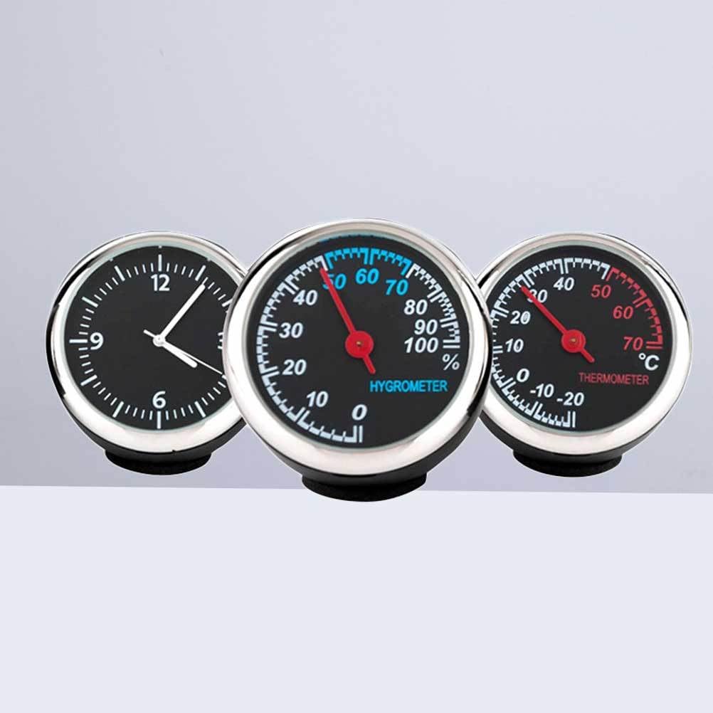 Gatuida 3 Stück Auto Uhr Thermometer Hygrometer Analog Armaturenbrett Anzeige Wasserdicht 4.0x0.8 cm Leuchtend für Pkw LKW Fahrzeug Wohnmobil Innenraum Dekoration Reise Instrumente Mechanisch Zubehör