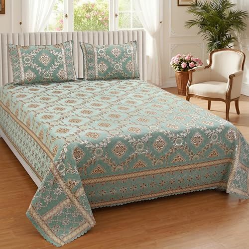 Image of Luxury Velvet Diwan Bedsheet with 5 Cushion Covers and 2 Bolster Covers - Designer Sofa DiwanCover Set for Living Room (Pista)