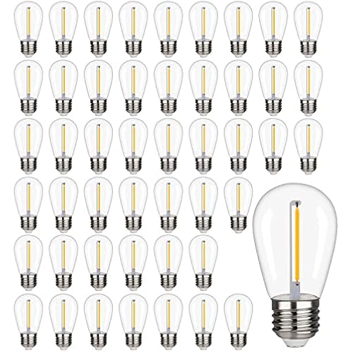 48Pack S14 LED String Light Bulbs, 1W Shatterproof Replacement Bulbs