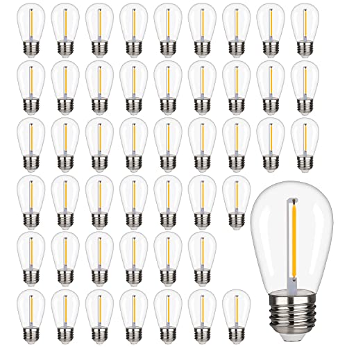 FUTIME 48 Pack S14 LED String Light Bulbs, 1W Shatterproof & Waterproof Outdoor Indoor Replacement...